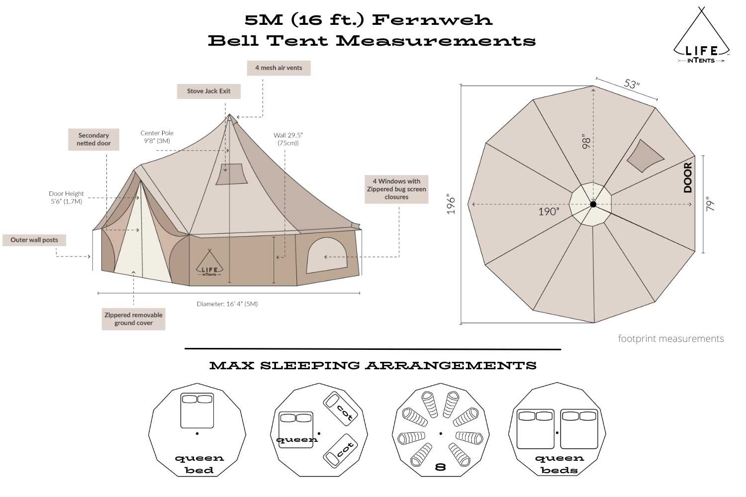 LIFE IN TENTS Bell Tents Life In Tent 16' (5M) Fernweh™ Bell Tent -LIT165MFBT