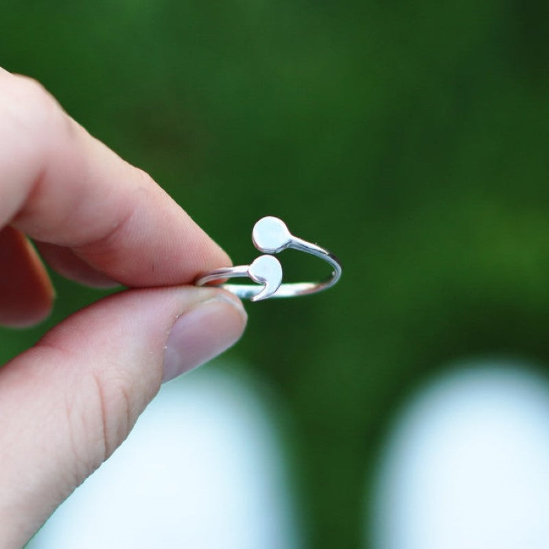 Sleek Semicolon-Resilience Ring