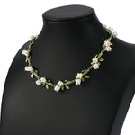 Load image into Gallery viewer, Lily of the Valley Pearl Choker Necklace, Bracelet, and Earrings Set
