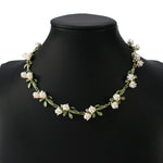 Load image into Gallery viewer, Lily of the Valley Pearl Choker Necklace, Bracelet, and Earrings Set
