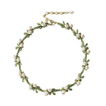 Load image into Gallery viewer, Lily of the Valley Pearl Choker Necklace, Bracelet, and Earrings Set
