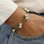 Load image into Gallery viewer, Lily of the Valley Pearl Choker Necklace, Bracelet, and Earrings Set
