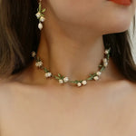Load image into Gallery viewer, Lily of the Valley Pearl Choker Necklace, Bracelet, and Earrings Set
