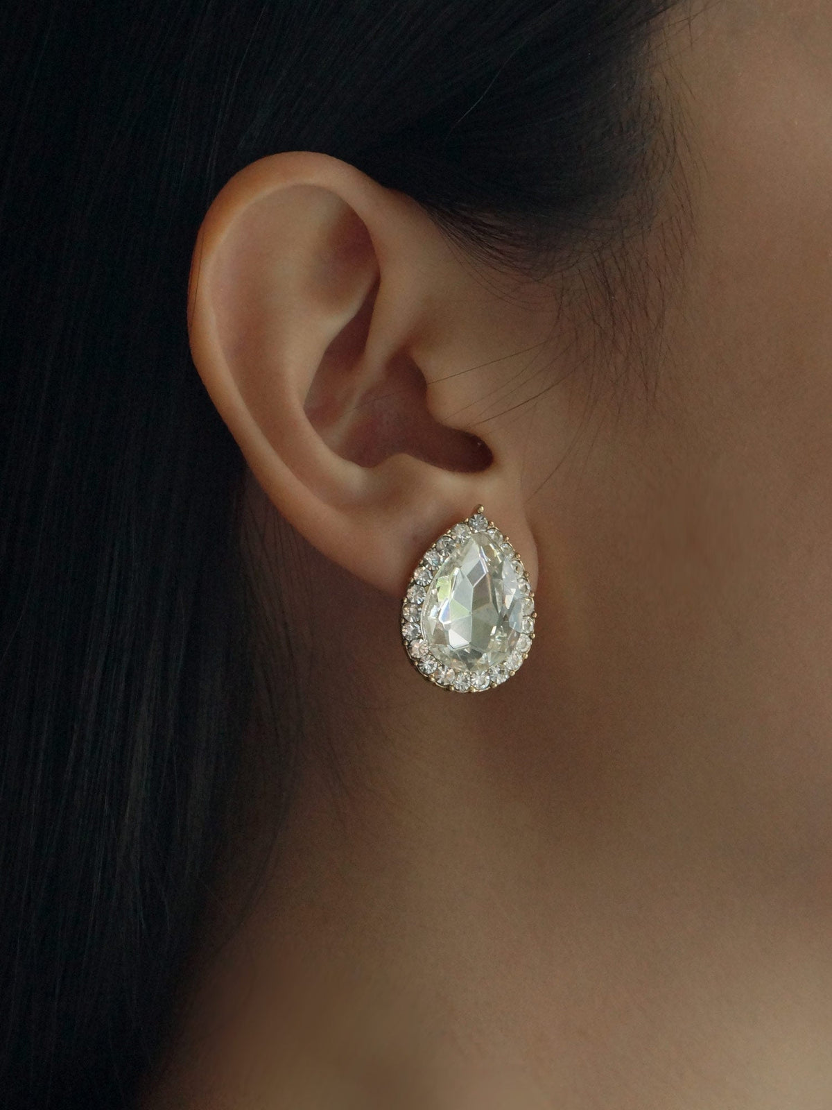 Lucy pear shaped diamond stud earrings