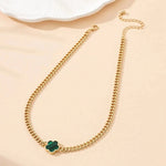 Load image into Gallery viewer, Lucky Clover Cuban Chain Necklace and Bracelet Set
