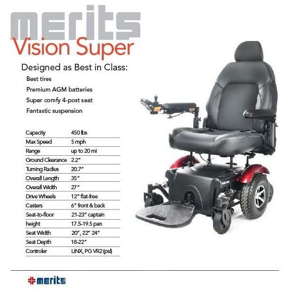 MERITS Power Wheelchair Merits Health VISION SUPER with lift P3274