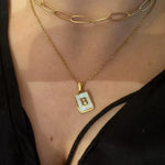 Load image into Gallery viewer, Minimal Accented Pearl Letter Initial Necklace
