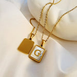 Load image into Gallery viewer, Minimal Accented Pearl Letter Initial Necklace
