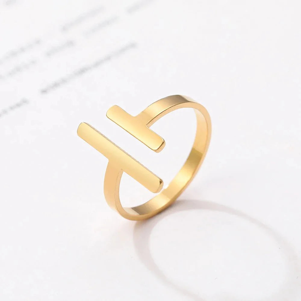 Minimal adjustable asymmetric open bar ring 491884