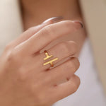 Load image into Gallery viewer, Minimal Adjustable Asymmetric Open Bar Ring
