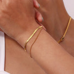 Load image into Gallery viewer, Minimal Herringbone &amp; Dainty Snake Chain Layered Bracelet
