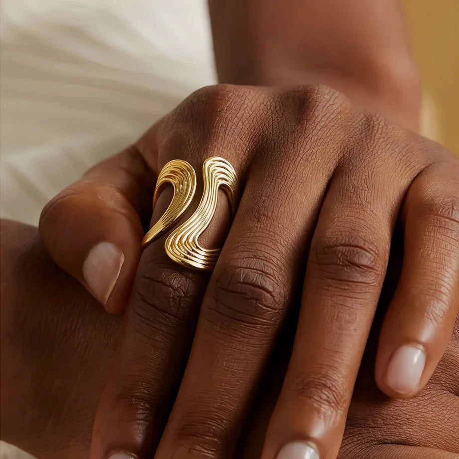 Modern spiral textured ring 463090
