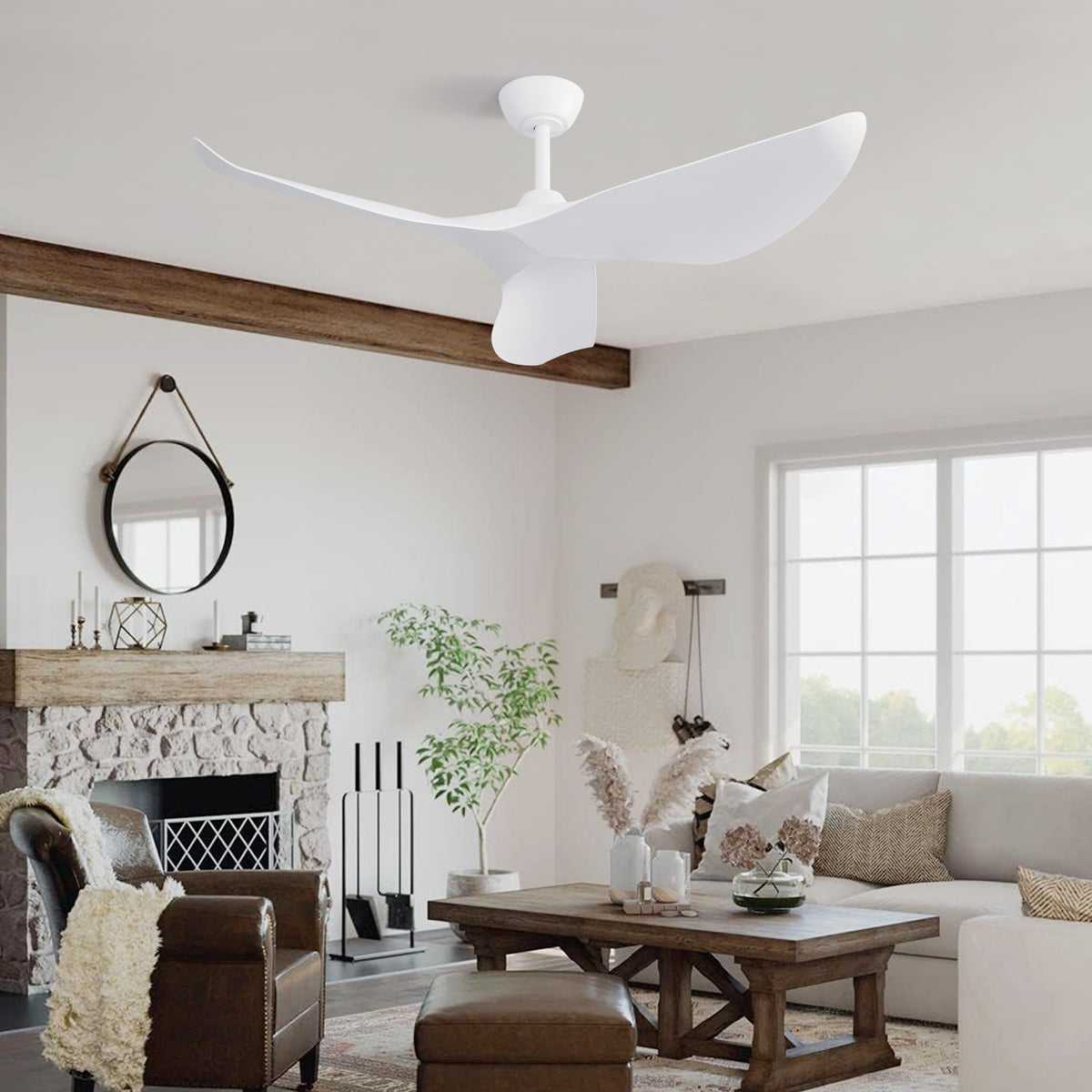 Nøordka Ceiling Fan Fixture Default 38" Modern Sleek White Ceiling Fan with Remote