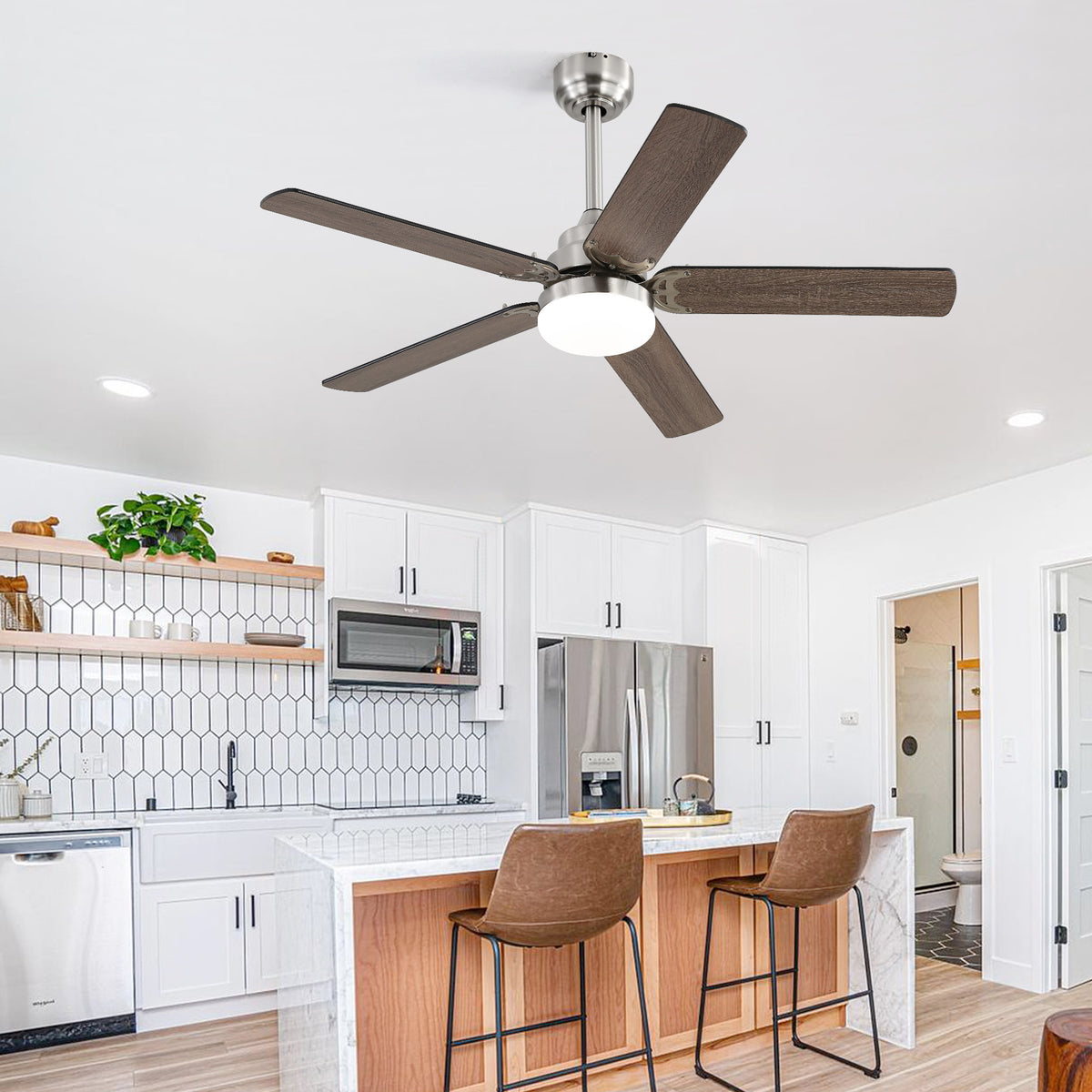 Nøordka Ceiling Fan Fixture Default 42" Modern Sleek Brushed Nickel Ceiling Fan