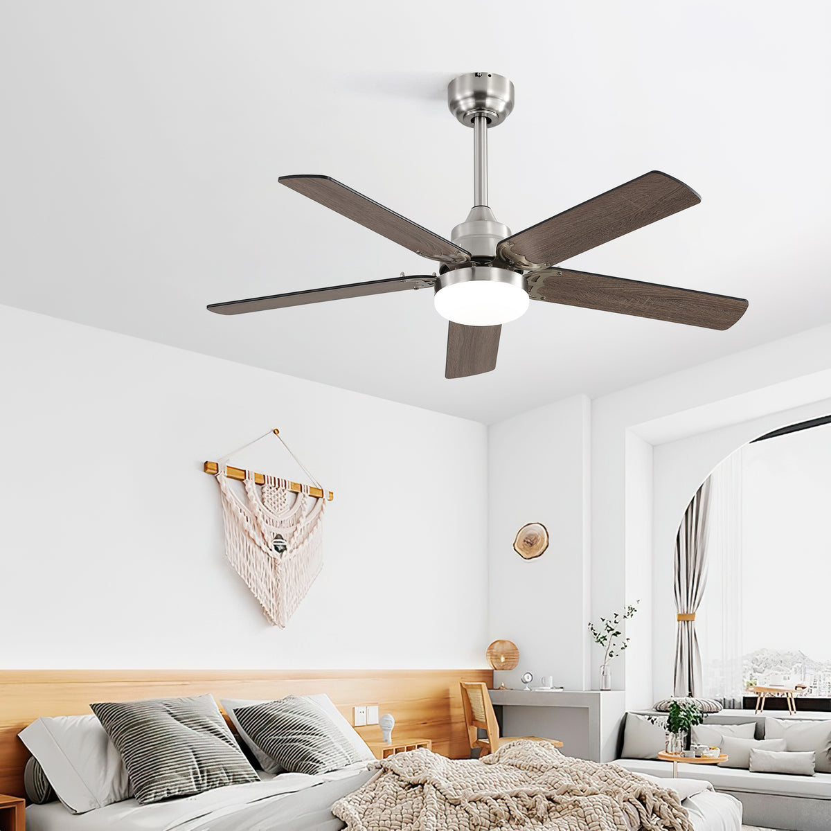 Nøordka Ceiling Fan Fixture Default 42" Modern Sleek Brushed Nickel Ceiling Fan