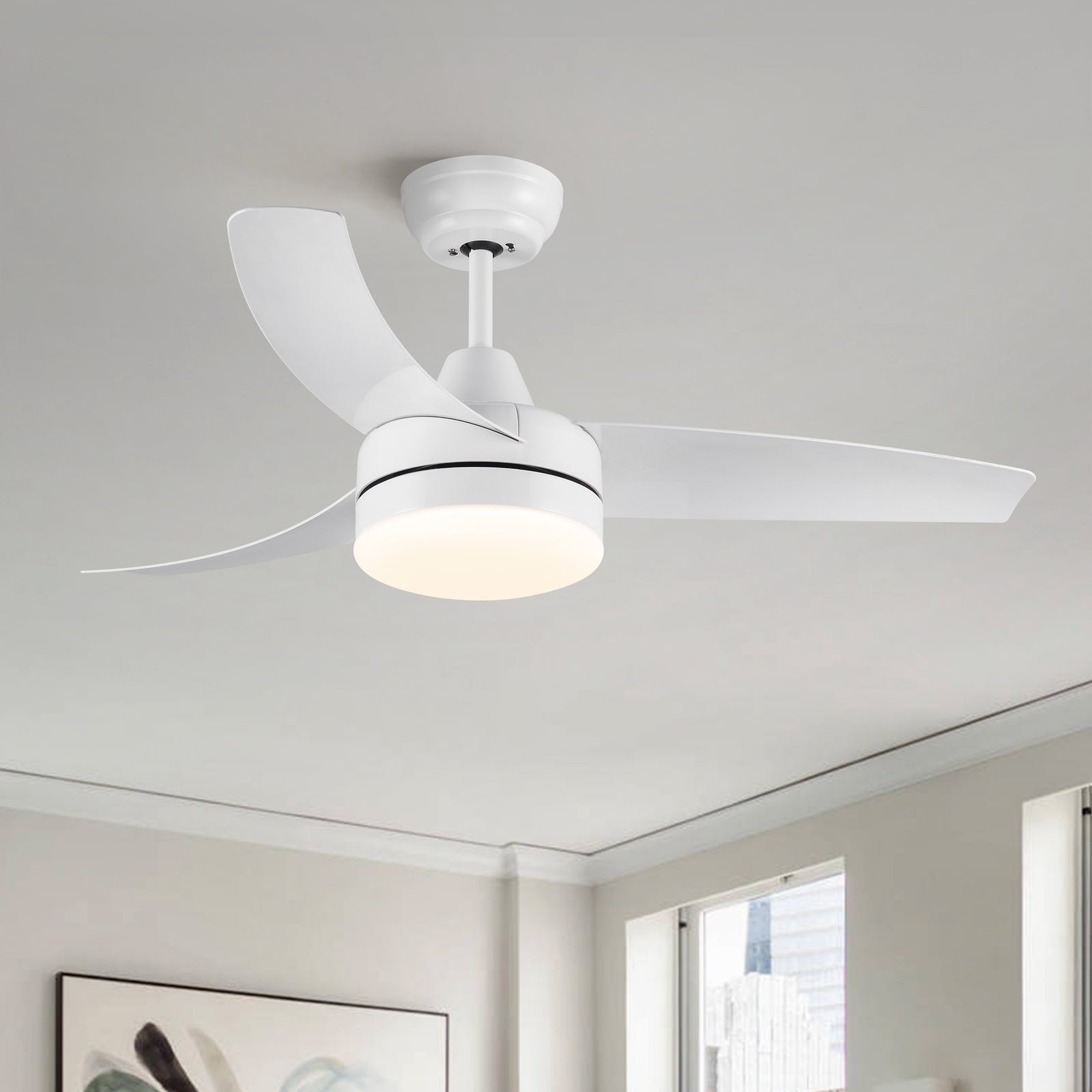 Nøordka Ceiling Fan Fixture Default 42" Modern Sleek White Ceiling Fan With Light