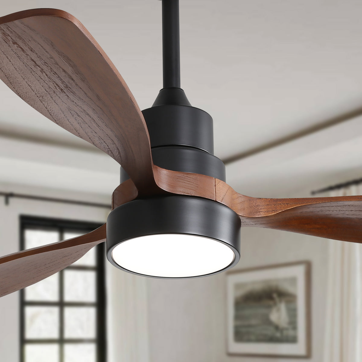 Nøordka Ceiling Fan Fixture Default 48" Modern Sleek Black Ceiling Fan With Light