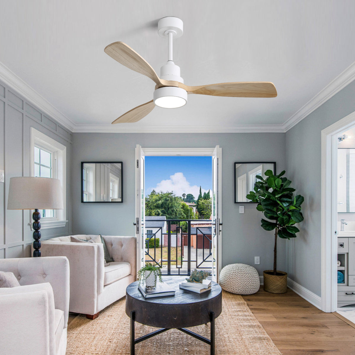 Nøordka Ceiling Fan Fixture Default 48" Modern White Ceiling Fan With Lights