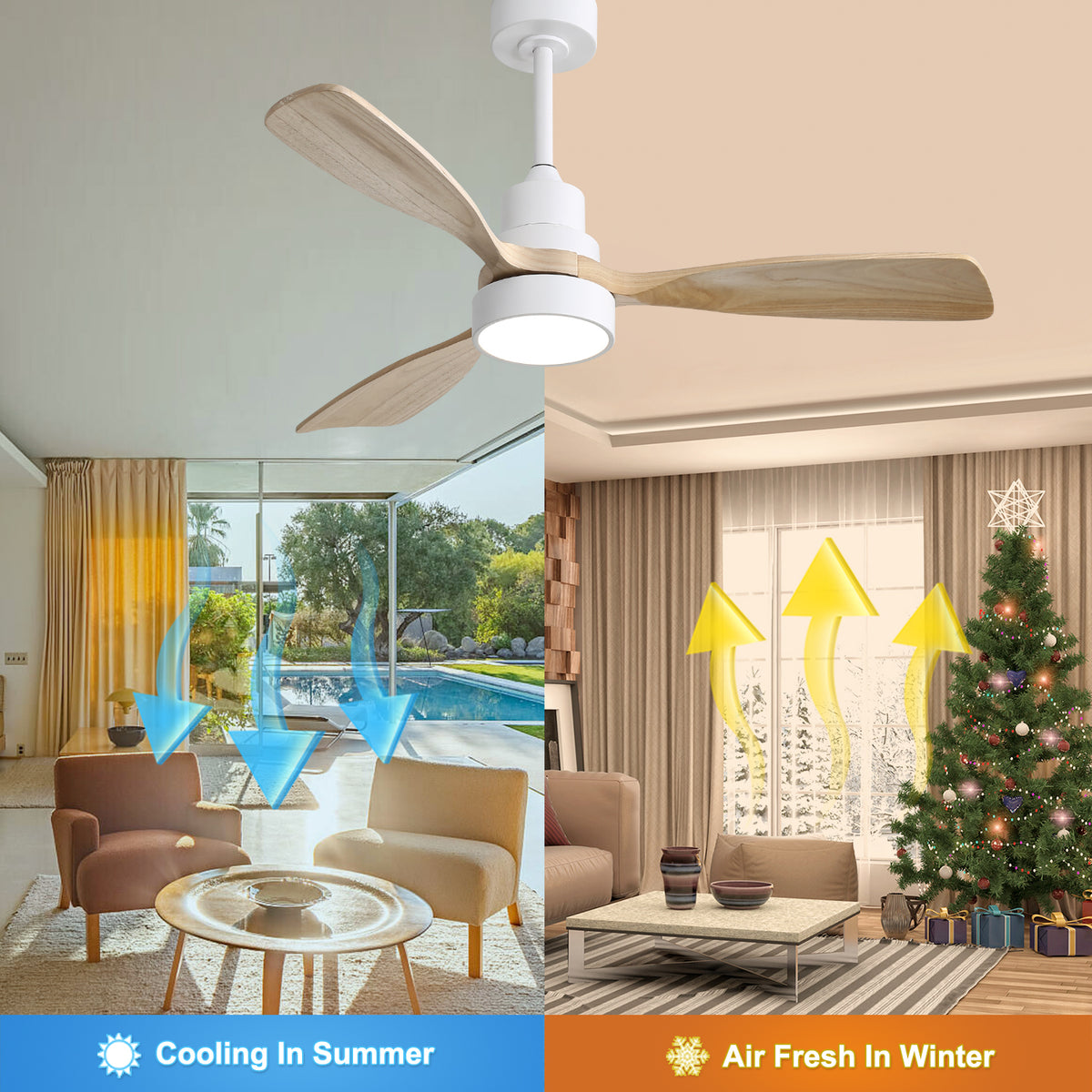 Nøordka Ceiling Fan Fixture Default 48" Modern White Ceiling Fan With Lights