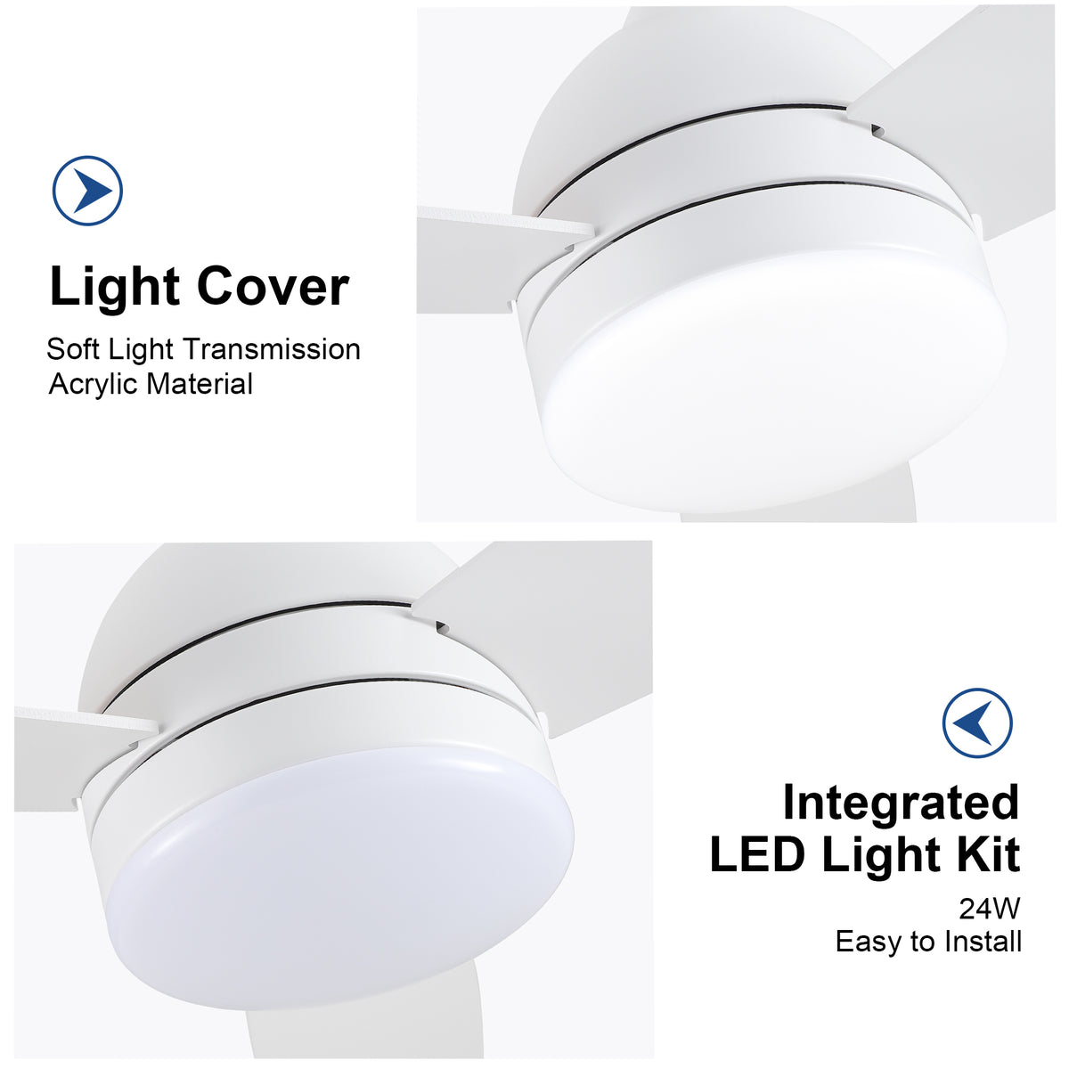 Nøordka Ceiling Fan Fixture Default 48" Nordic Inspired White Ceiling Fan With Light