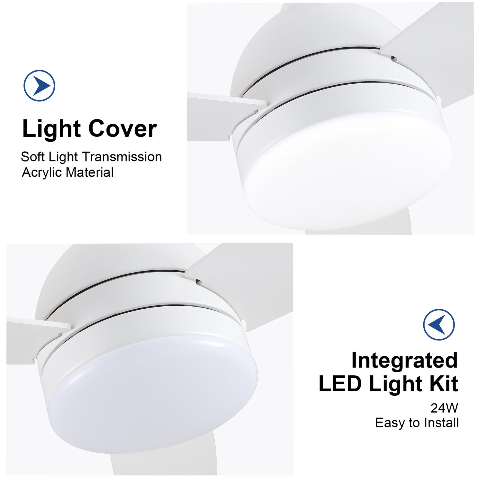 Nøordka Ceiling Fan Fixture Default 48" Nordic Inspired White Ceiling Fan With Light