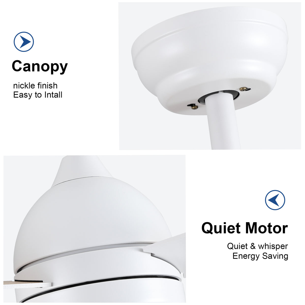 Nøordka Ceiling Fan Fixture Default 48" Nordic Inspired White Ceiling Fan With Light