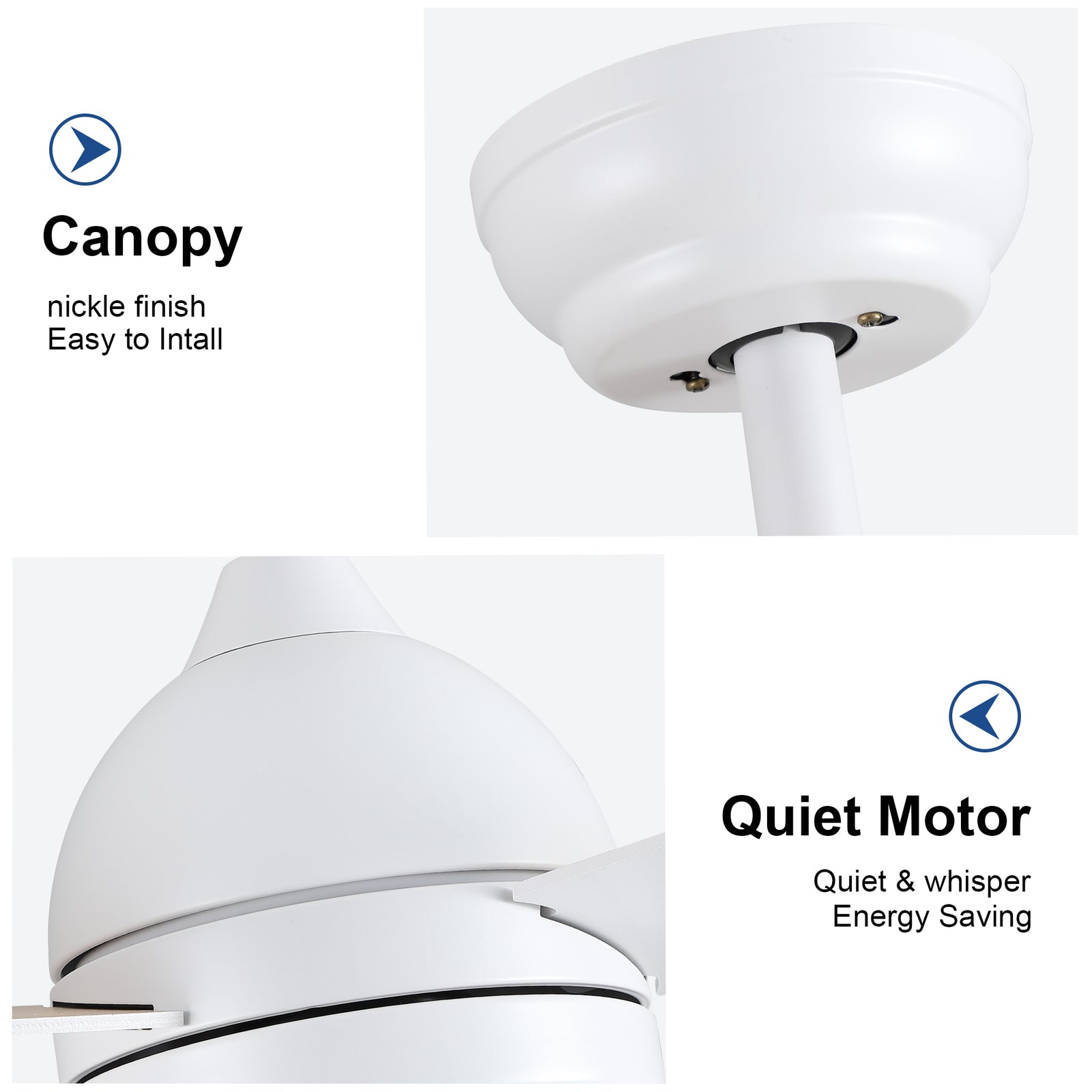 Nøordka Ceiling Fan Fixture Default 48" Nordic Inspired White Ceiling Fan With Light