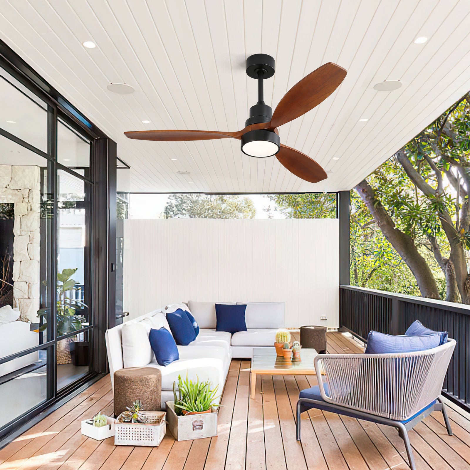 Nøordka Ceiling Fan Fixture Default 52" Contemporary Style Black Ceiling Fan with Light