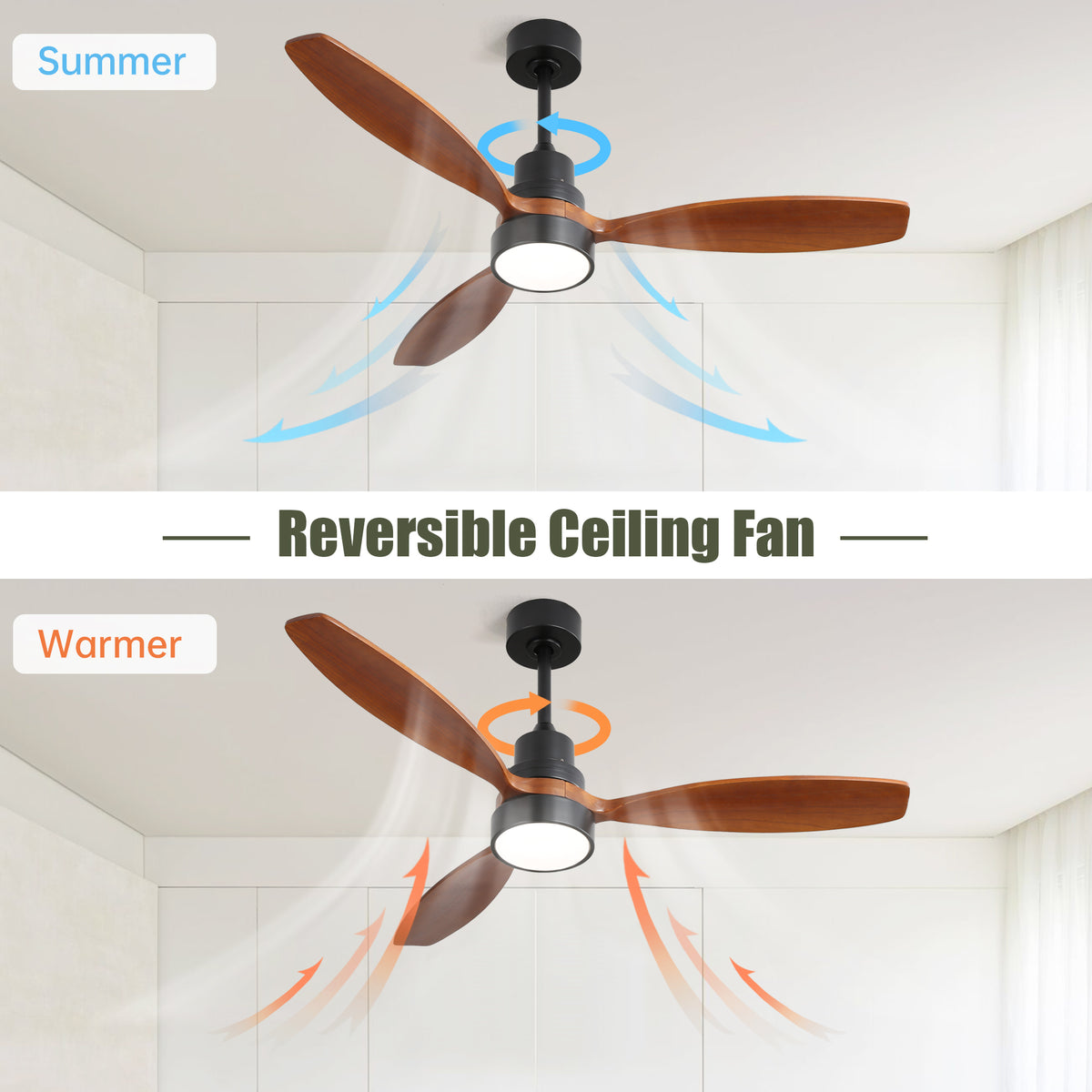 Nøordka Ceiling Fan Fixture Default 52" Contemporary Style Black Ceiling Fan with Light