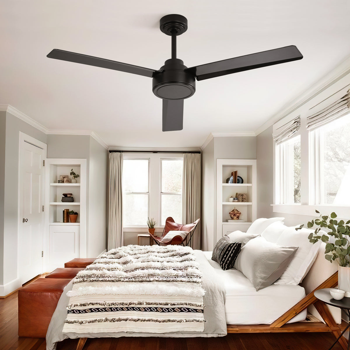 Nøordka Ceiling Fan Fixture Default 52" Contemporary Style Black Ceiling Fan With Remote