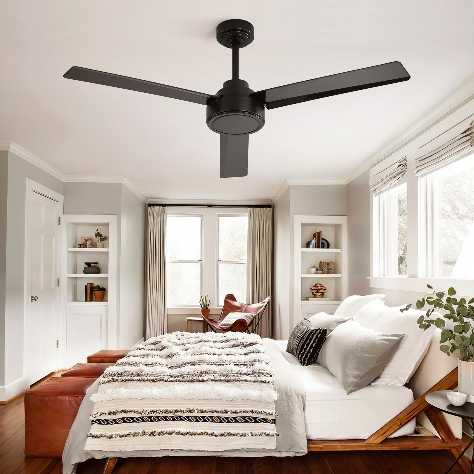 Nøordka Ceiling Fan Fixture Default 52" Contemporary Style Black Ceiling Fan With Remote