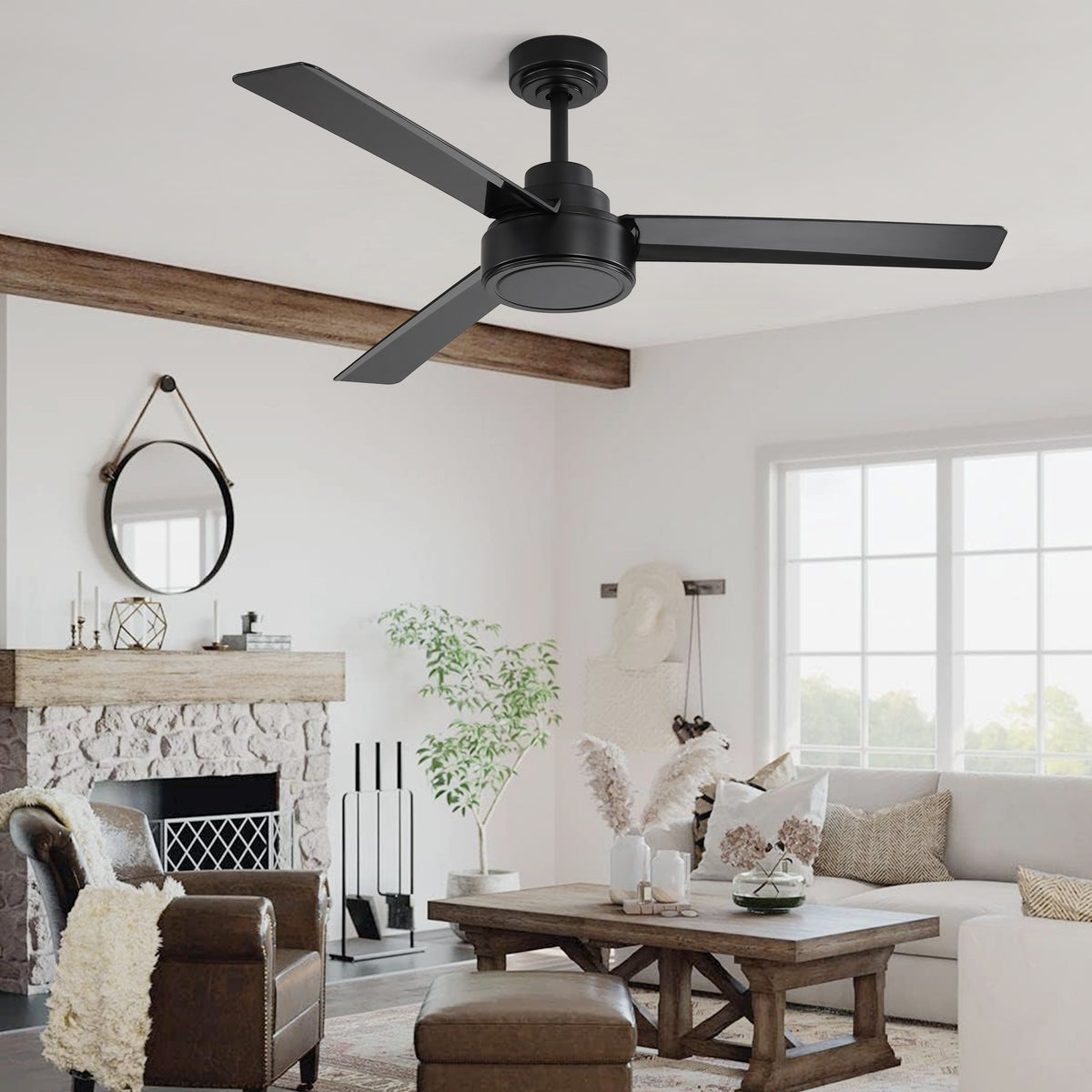 Nøordka Ceiling Fan Fixture Default 52" Contemporary Style Black Ceiling Fan With Remote