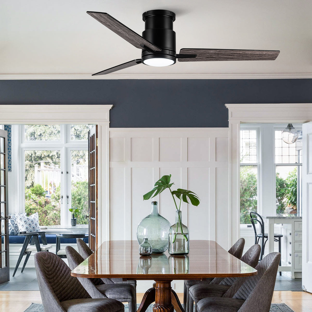 Nøordka Ceiling Fan Fixture Default 52" Modern Sleek Black Ceiling Fan with Light