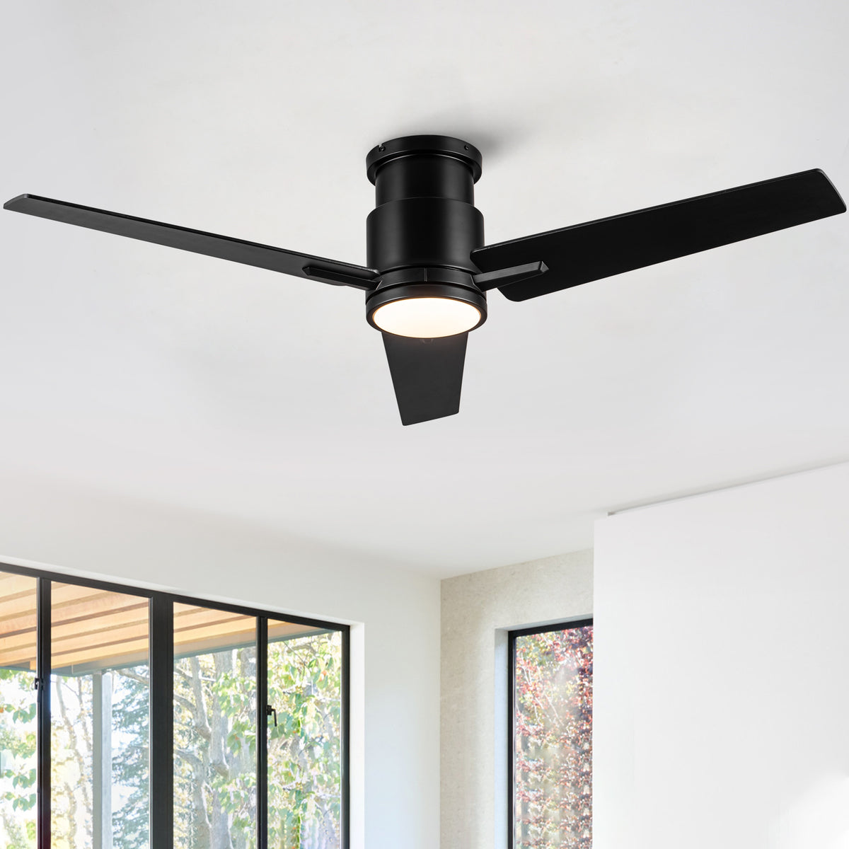 Nøordka Ceiling Fan Fixture Default 52" Modern Sleek Black Ceiling Fan with Light
