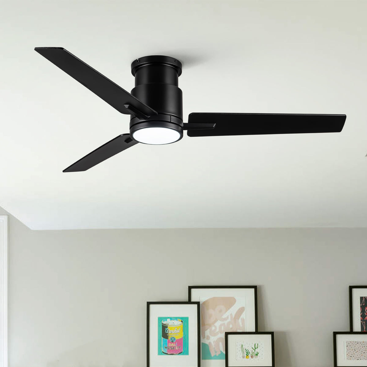 Nøordka Ceiling Fan Fixture Default 52" Modern Sleek Black Ceiling Fan with Light