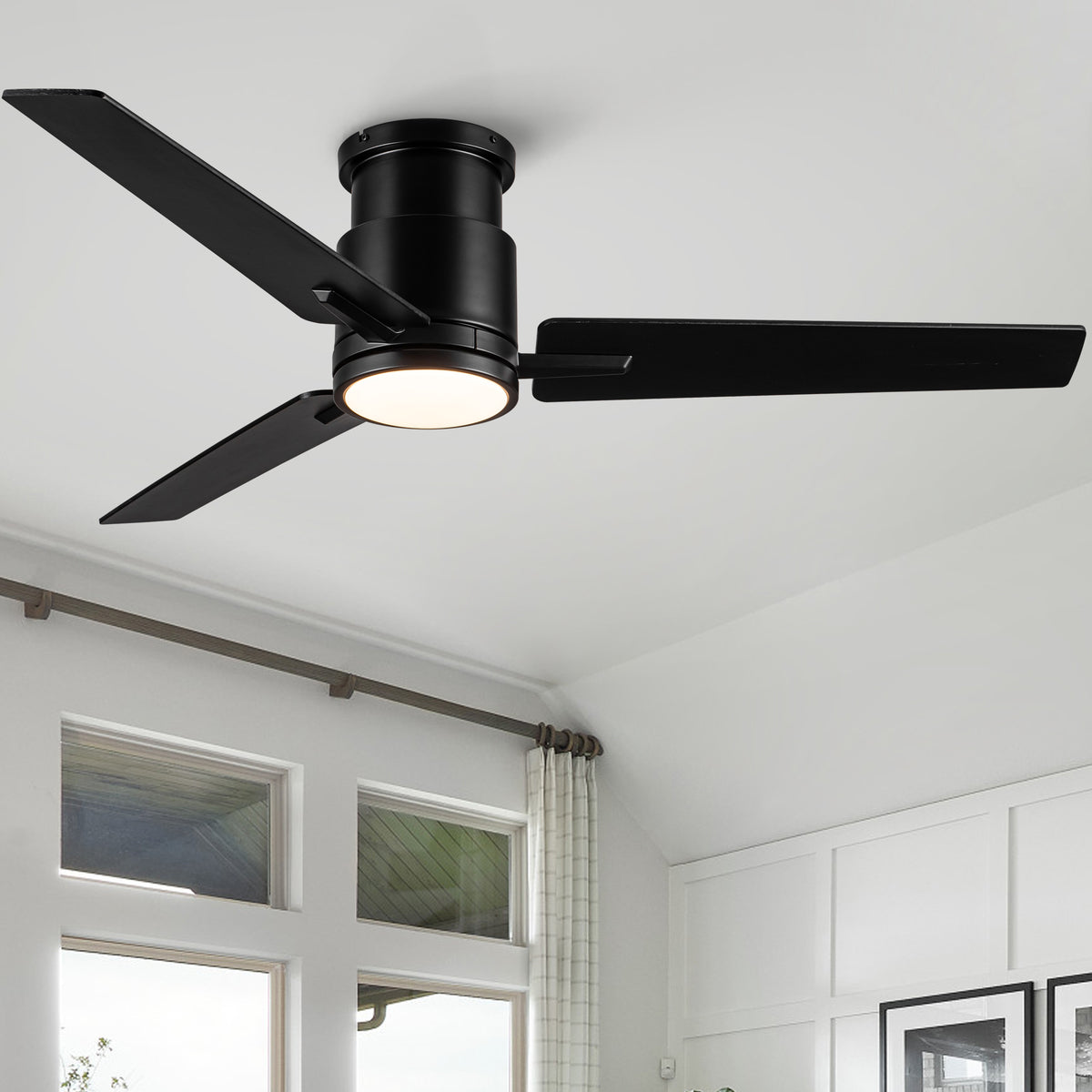 Nøordka Ceiling Fan Fixture Default 52" Modern Sleek Black Ceiling Fan with Light