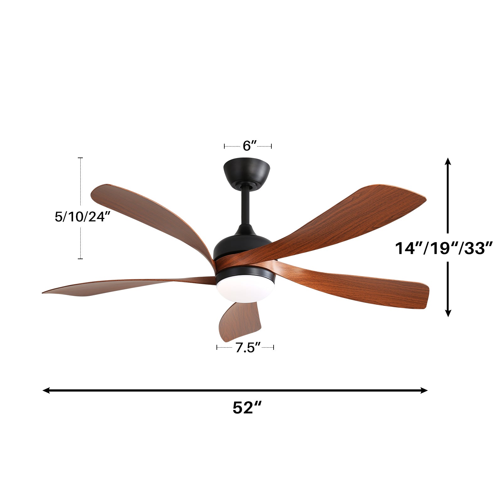 Nøordka Ceiling Fan Fixture Default 52" Modern Sleek Black Ceiling Fan With Light