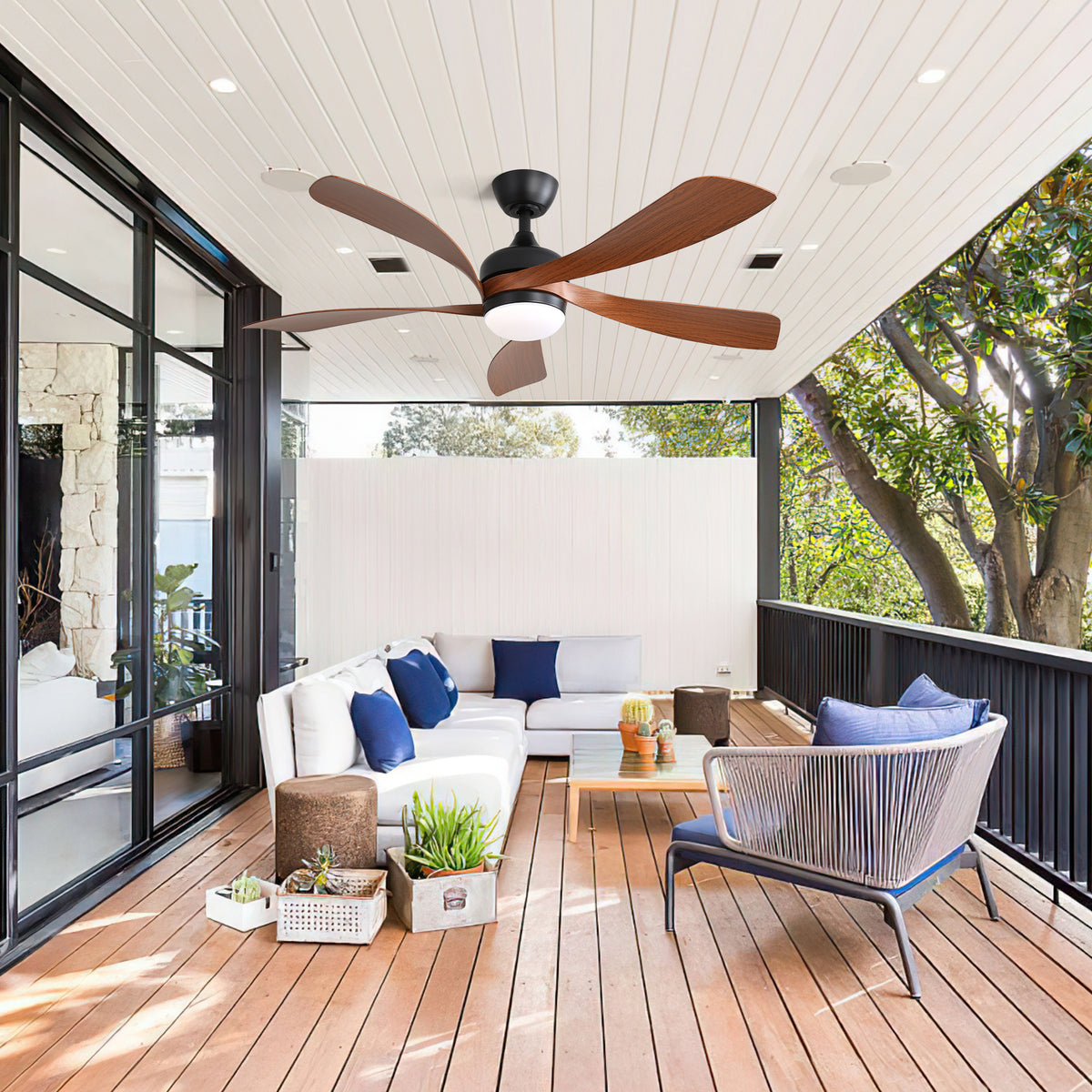 Nøordka Ceiling Fan Fixture Default 52" Modern Sleek Black Ceiling Fan With Light