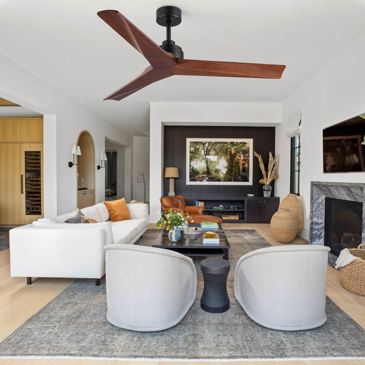 Nøordka Ceiling Fan Fixture Default 52" Modern Sleek Black Ceiling Fan Without Light