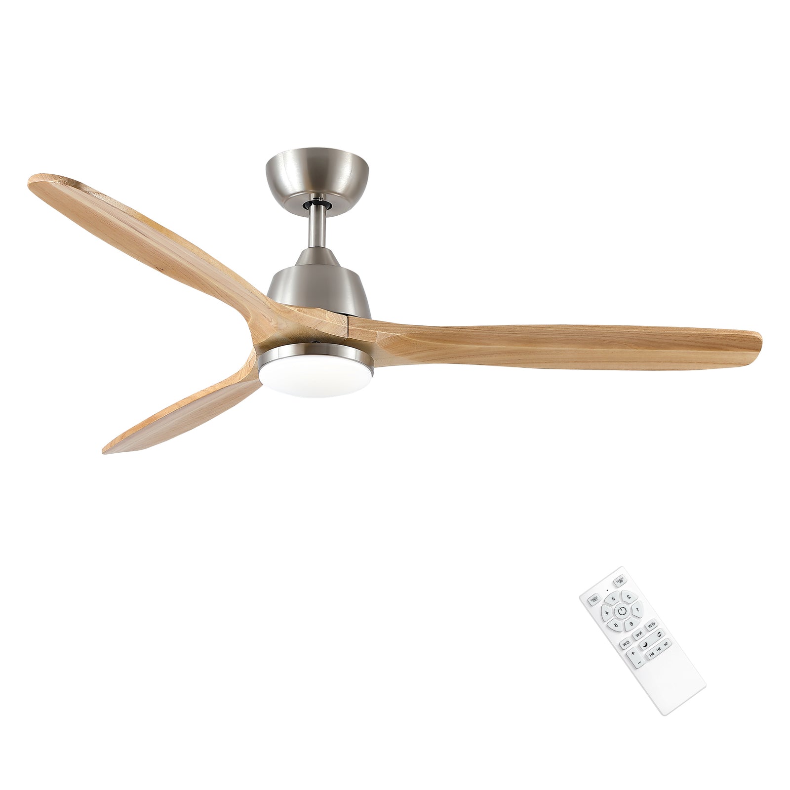 Nøordka Ceiling Fan Fixture Default 52" Modern Sleek Brushed Nickel Ceiling Fan With Light