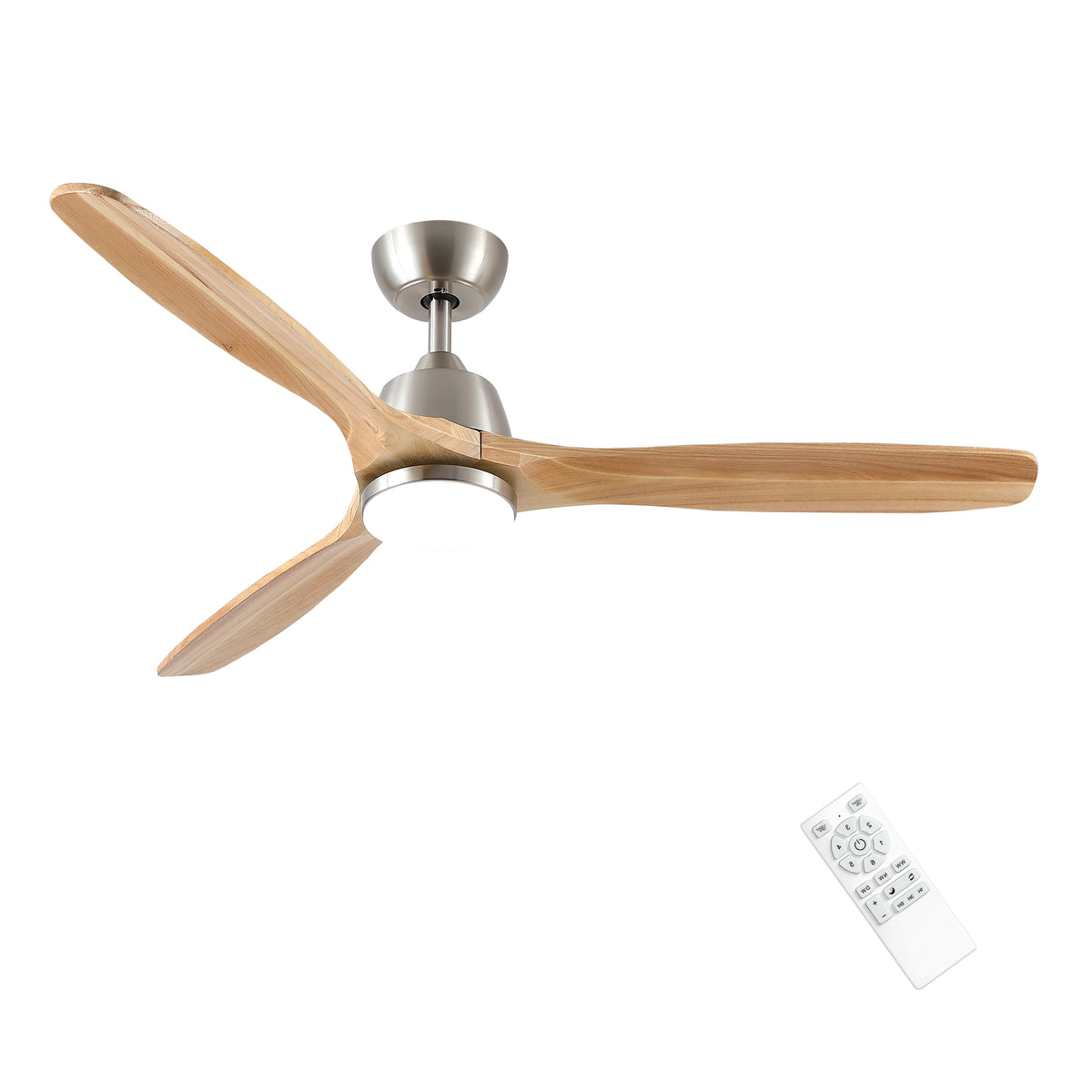 Nøordka Ceiling Fan Fixture Default 52" Modern Sleek Brushed Nickel Ceiling Fan With Light