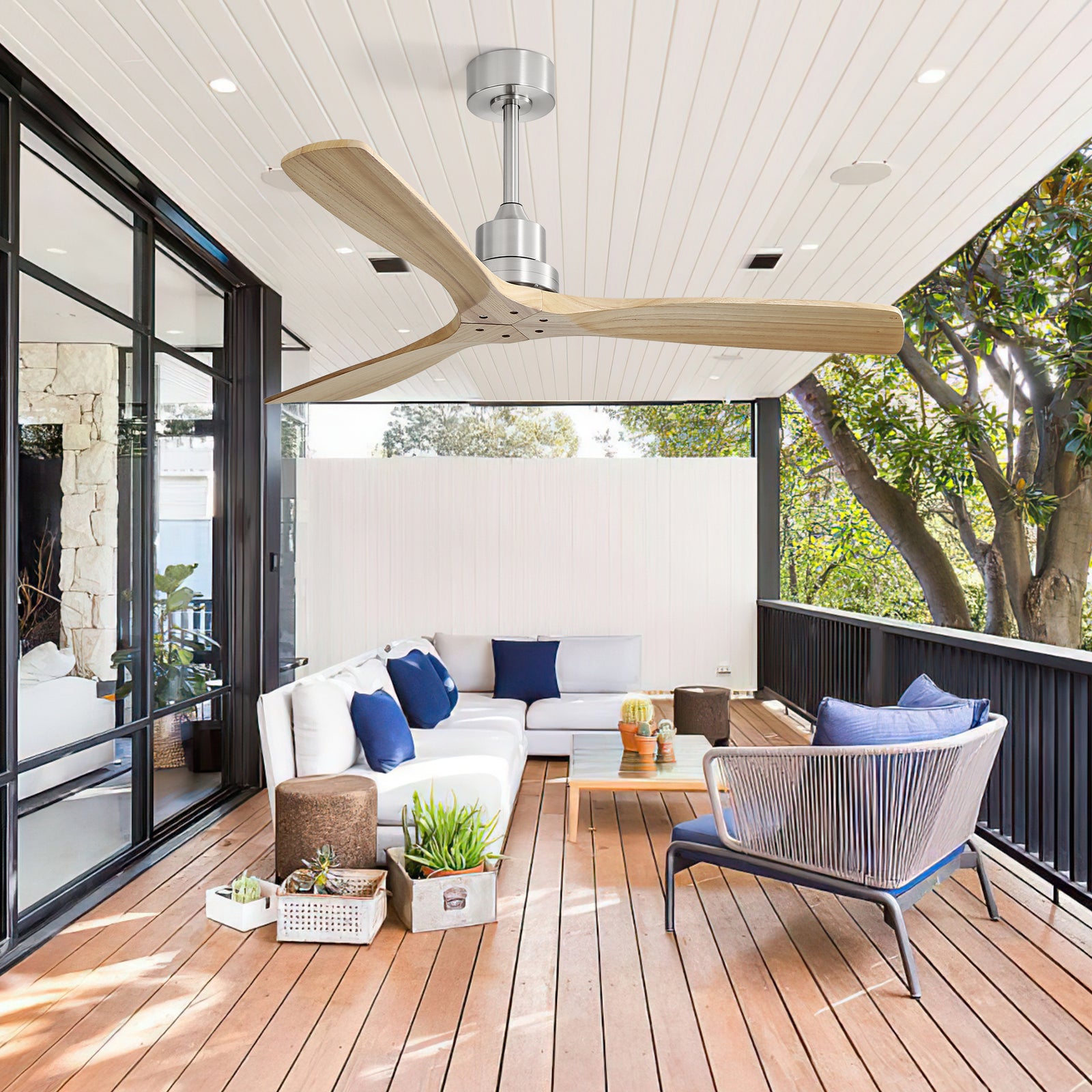 Nøordka Ceiling Fan Fixture Default 52" Modern Sleek Brushed Nickel Ceiling Fan with Remote