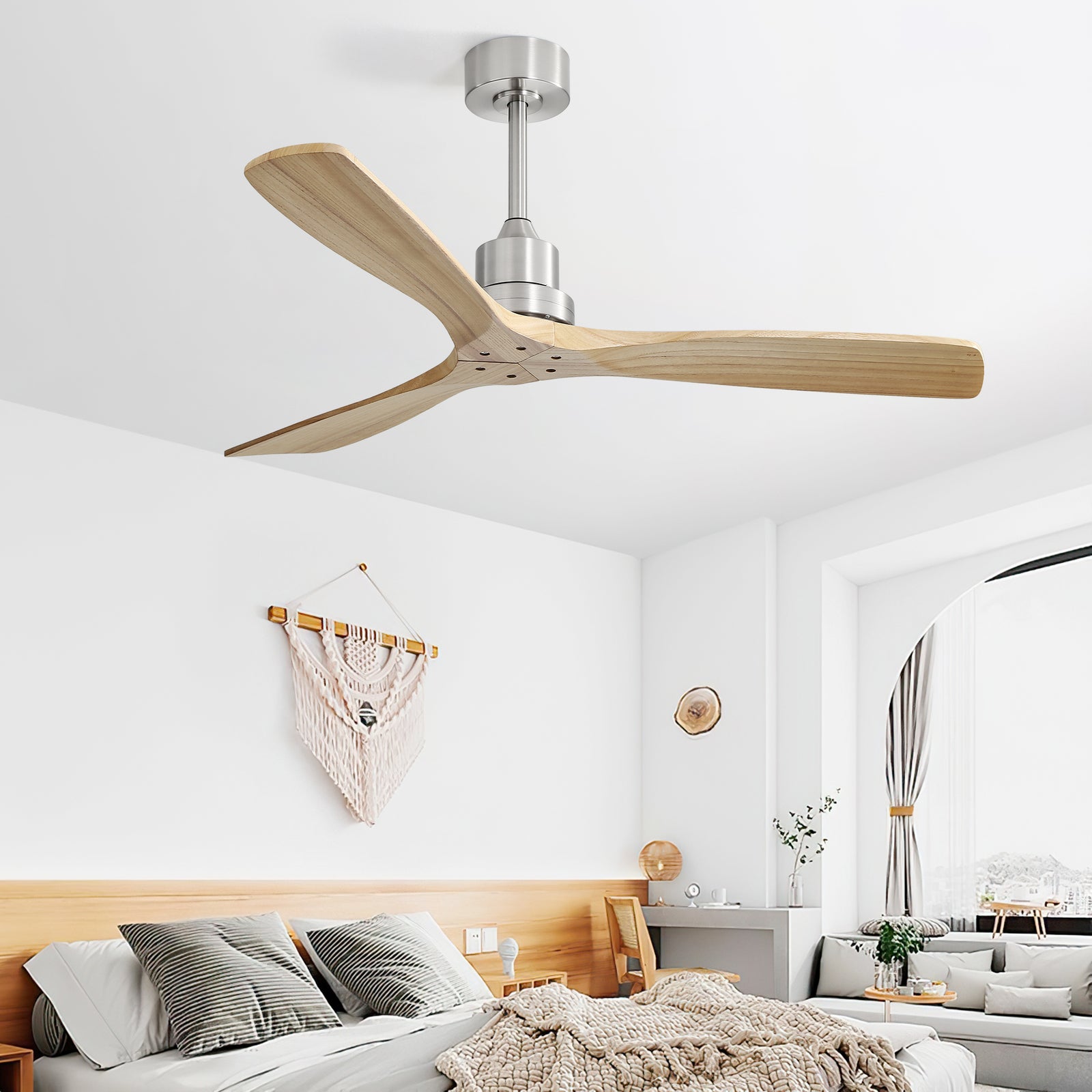 Nøordka Ceiling Fan Fixture Default 52" Modern Sleek Brushed Nickel Ceiling Fan with Remote