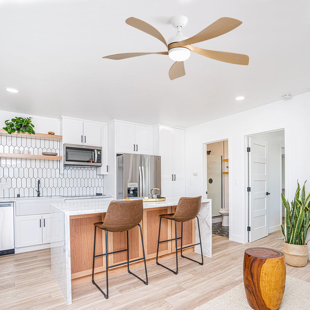 Nøordka Ceiling Fan Fixture Default 52" Modern Sleek White Ceiling Fan with Light