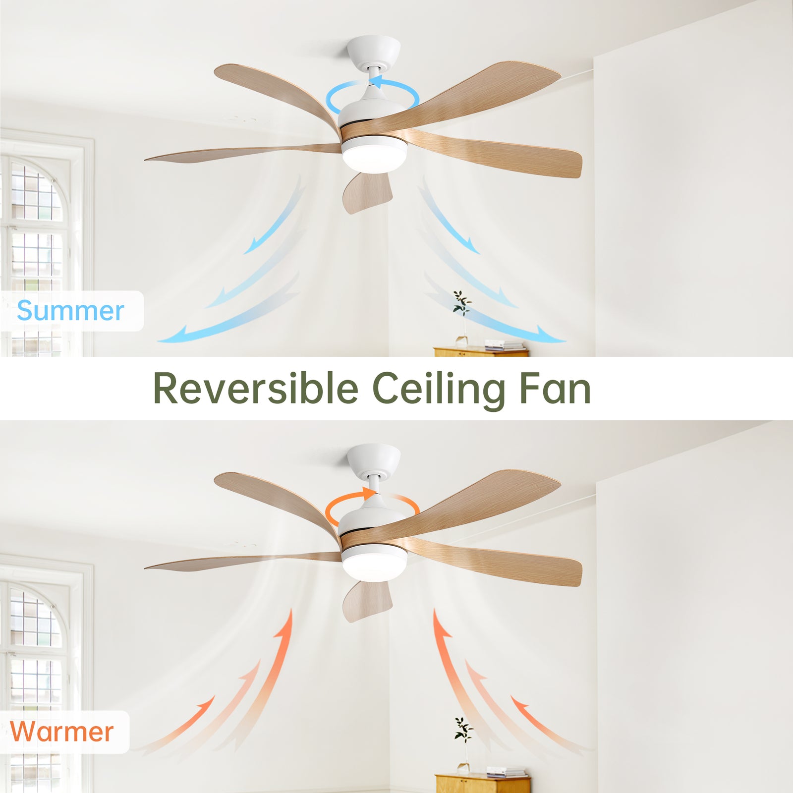 Nøordka Ceiling Fan Fixture Default 52" Modern Sleek White Ceiling Fan with Light
