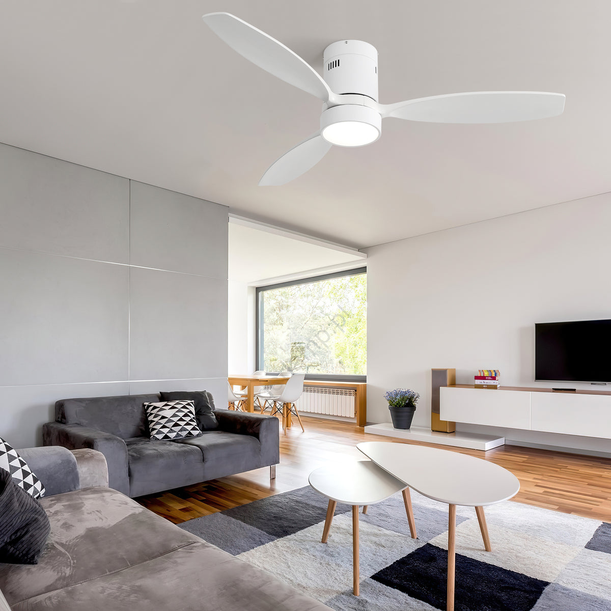 Nøordka Ceiling Fan Fixture Default 52" Modern Sleek White Ceiling Fan With Light