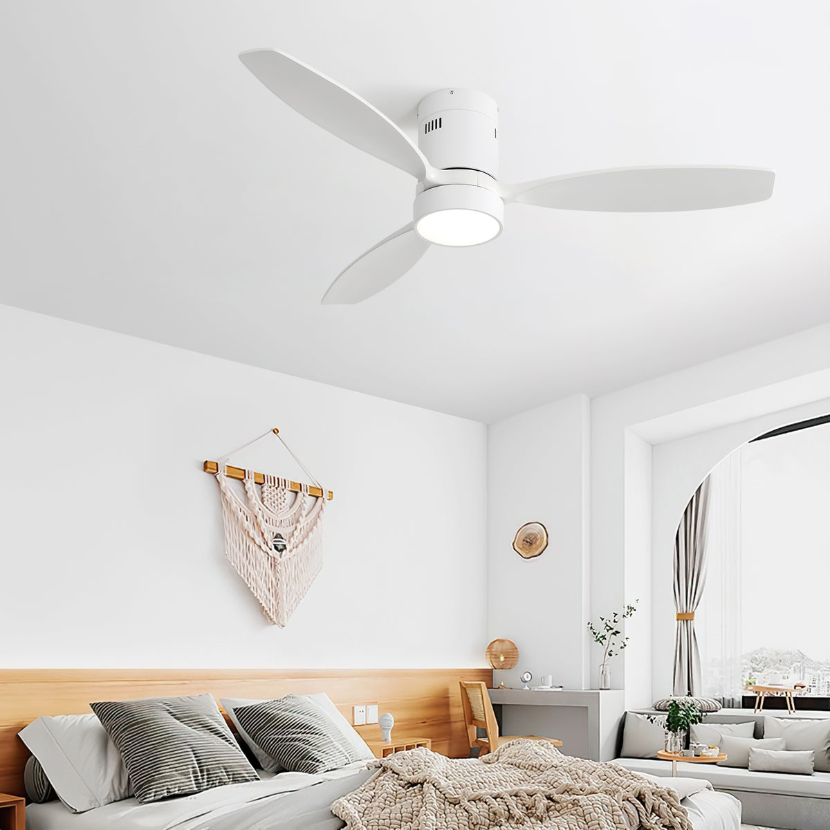 Nøordka Ceiling Fan Fixture Default 52" Modern Sleek White Ceiling Fan With Light