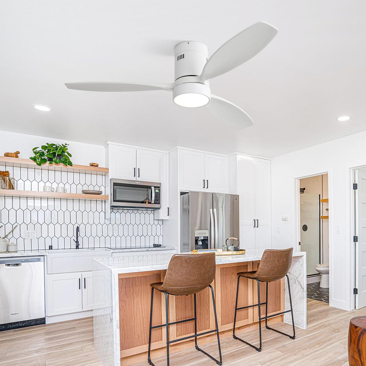 Nøordka Ceiling Fan Fixture Default 52" Modern Sleek White Ceiling Fan With Light