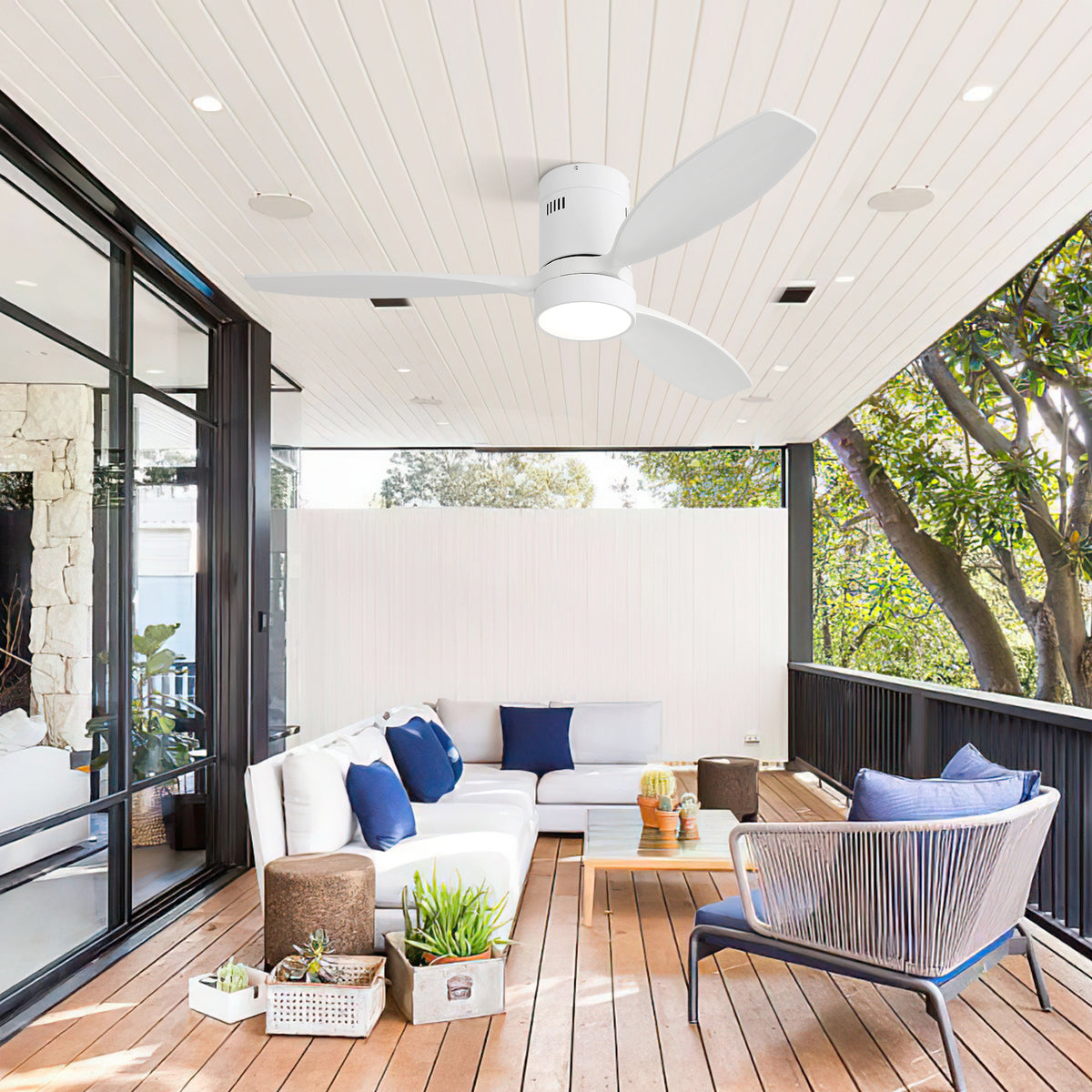 Nøordka Ceiling Fan Fixture Default 52" Modern Sleek White Ceiling Fan With Light