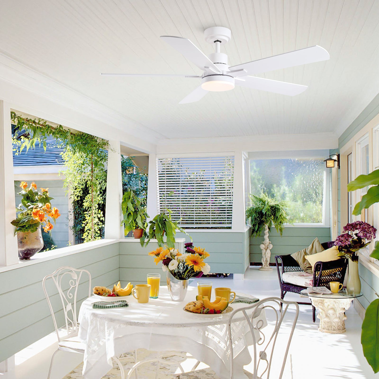 Nøordka Ceiling Fan Fixture Default 52" Modern Sleek White Ceiling Fan With Light